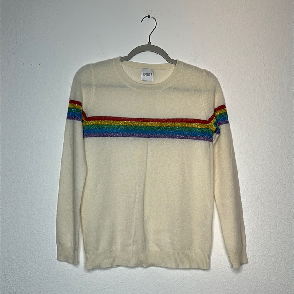 Madeleine Thompson Beatrice Rainbow Stripe Cashmere Sweater Size S